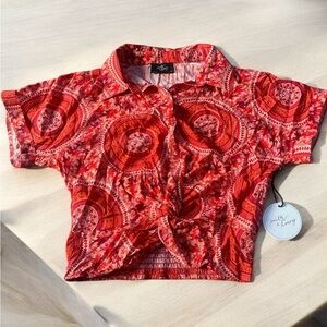 NWT Milk & Honey Red paisley Patterned Women’s Top Size S